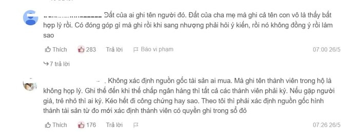 Nhiều độc giả để lại bình luận đáng chú ý về vấn đề này. Ảnh chụp màn hình