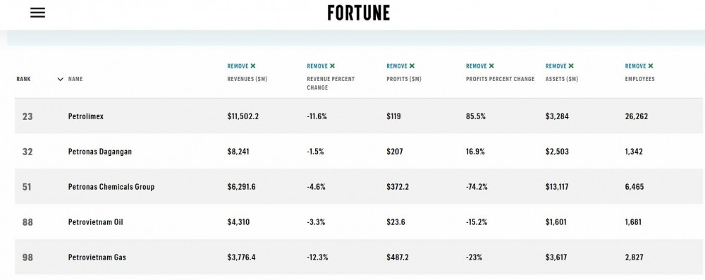 Petrolimex bất ngờ dẫn đầu trong 70 doanh nghiệp Việt được xướng tên tại Fortune SEA 500