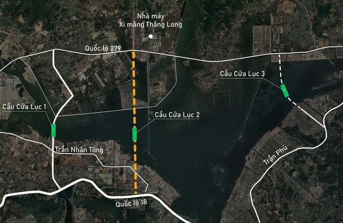 Sơ đồ vị trí dự kiến xây dựng cầu Cửa Lục 2. Ảnh: Internet