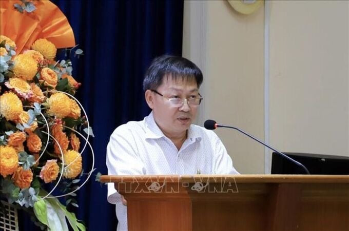GS.TS. Nguyễn Văn Phước phát biểu tại hội thảo. Ảnh: Hồng Giang - TTXVN
