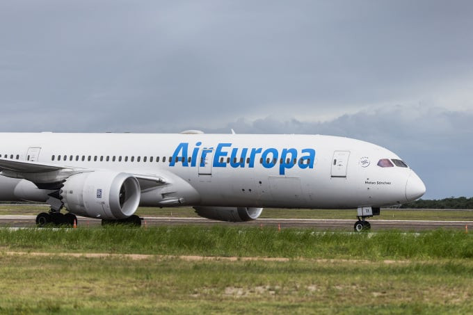 Máy bay của hãng hàng không Air Europa gặp sự cố. Ảnh: Internet