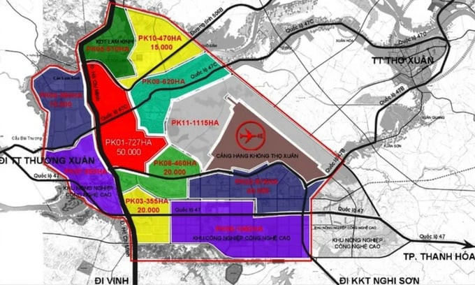 Quy hoạch phân khu KĐT Lam Sơn - Sao Vàng ngay sát cạnh sân bay Thọ Xuân. Ảnh: Internet