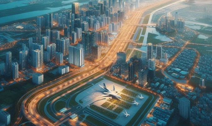 Đô thị thông minh, hiện đại tại Đồng Nai sẽ hình thành ven sân bay Long Thành. Ảnh: AI minh họa