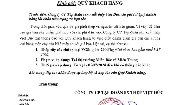 Hòa Phát, Việt Đức bất ngờ điều chỉnh giám giá thép