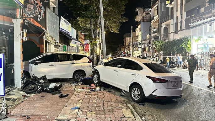 Chiếc xe do nữ tài xế Trần Thị Thu Thanh điều khiển gây tai nạn liên hoàn tại TP Vũng Tàu. Ảnh: người dân cung cấp