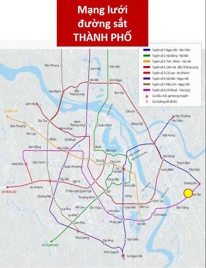 Toàn cảnh mạng lưới tuyến đường sắt Hà Nội theo quy hoạch. Ảnh: Internet