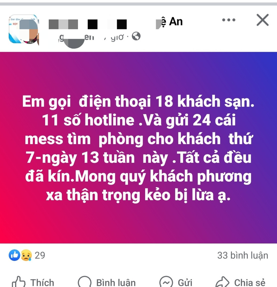 Một số du khách khá thận trọng và đưa ra những cảnh báo khi biết thông tin lừa đảo chiếm đoạt tài sản về đặt phòng nghỉ, ăn uống...tại Cửa Lò.