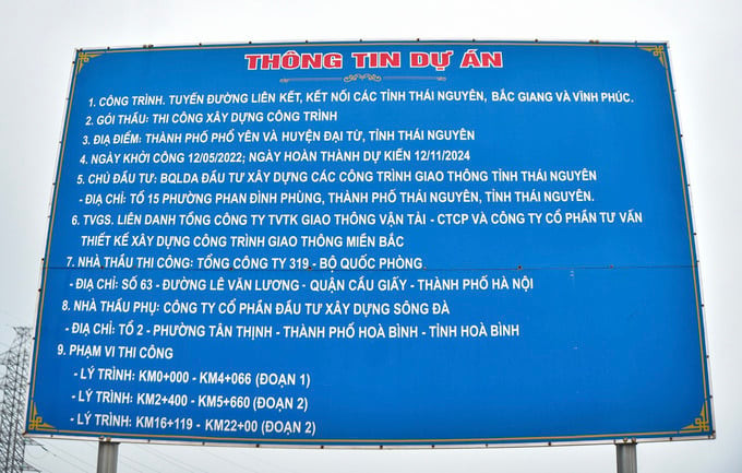 Bảng thông tin của dự án. Ảnh: Internet