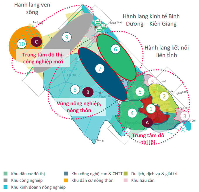 Quy hoạch phân vùng TP. Cần Thơ thời kỳ 2021-2030, tầm nhìn đến năm 2045. Ảnh: Internet