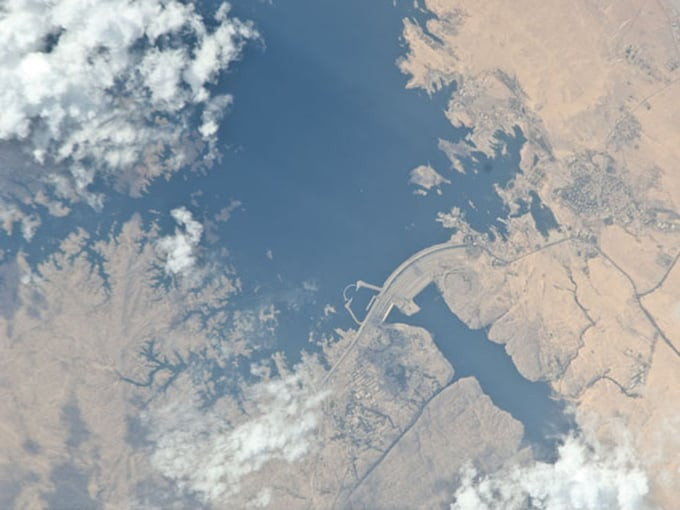 Hình ảnh vệ tinh của đập Aswan (Ảnh: Nation Geographic Society)