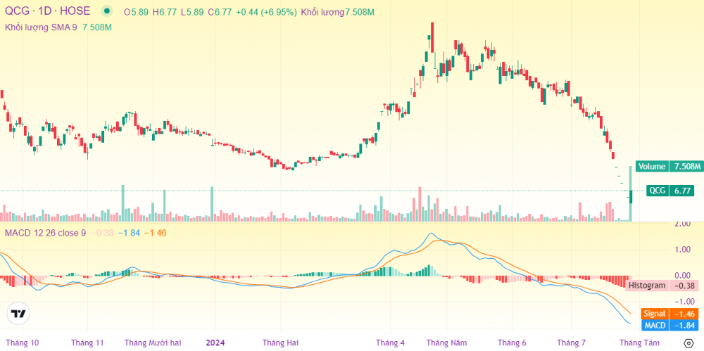 Cổ phiếu QCG: 1.250 lệnh tham gia giải cứu giá sàn, nhiều lệnh gần 5 tỷ đồng