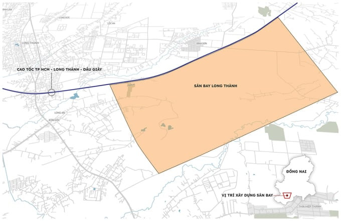 Vị trí xây dựng sân bay Long Thành. Ảnh: Internet