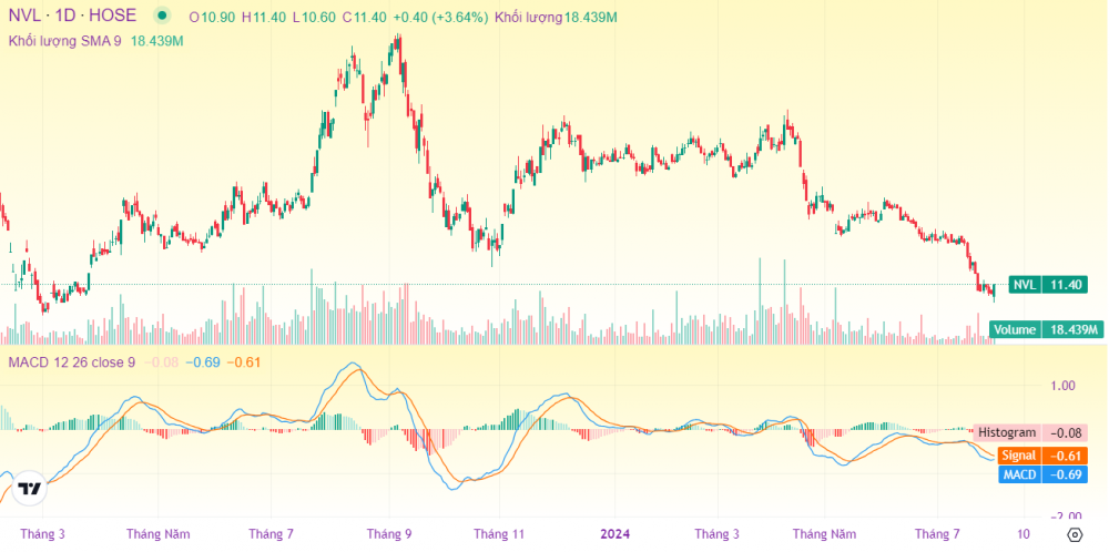 Cổ phiếu NVL rút chân tăng gần 8%, giải tỏa một phần nỗi lo thủng đáy lịch sử