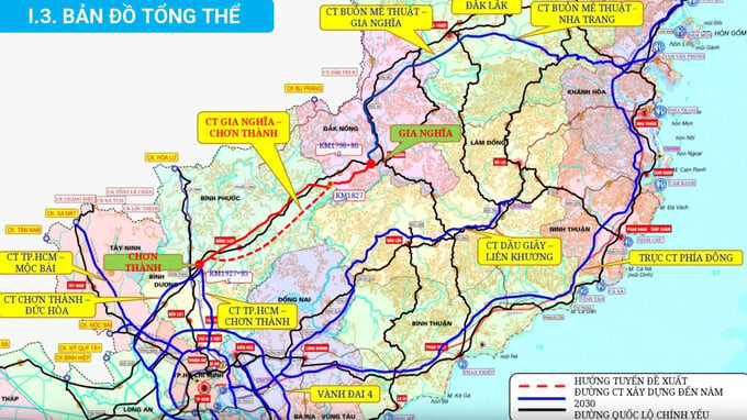 Sơ đồ cao tốc Gia Nghĩa - Chơn Thành (nguồn ảnh: Báo Thanh Niên)
