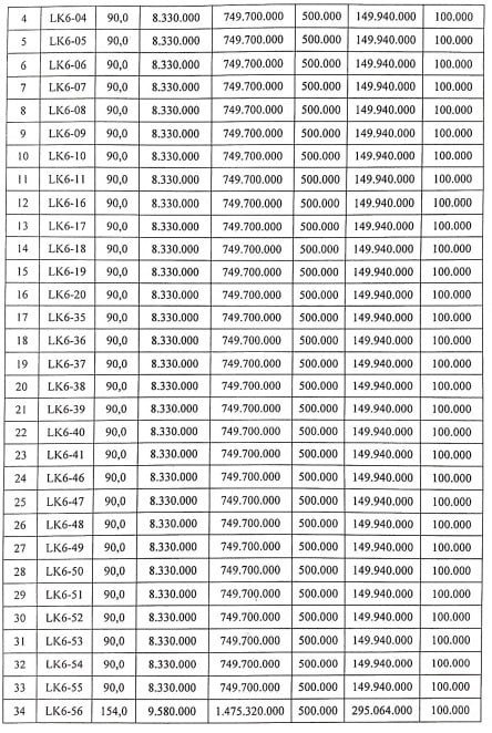 Thông tin đấu giá các lô đất