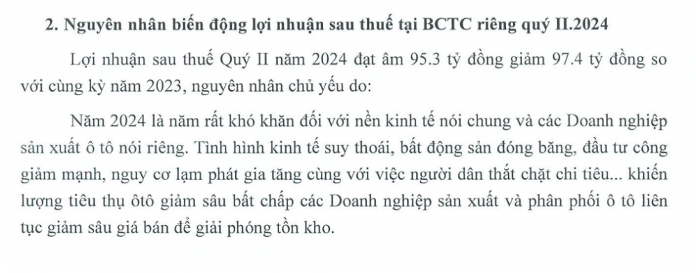 Công ty đối thủ của VinFast báo lỗ kỷ lục trong quý II/2024, giá cổ phiếu ‘bốc hơi’ hơn 18%