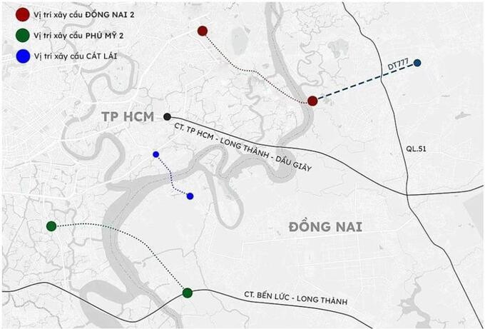 Vị trí sẽ xây dựng các cây cầu. Ảnh: Internet