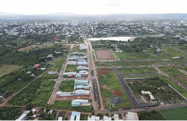 Hàng trăm lô đất trúng đấu giá tại Khu quy hoạch trung tâm hành chính và khu đô thị sinh thái phía Đông thị trấn Chư Sê (huyện Chư Sê, tỉnh Gia Lai) được cho nợ tiền. Ảnh: Báo Người Lao Động