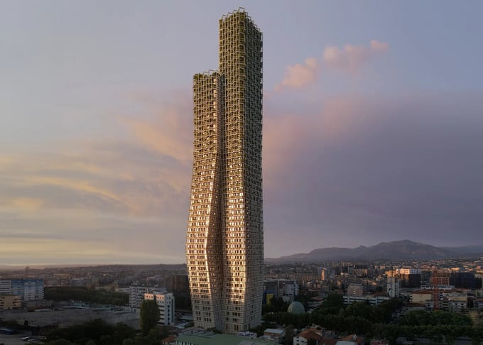 Bond Tower là một tòa nhà phức hợp cao 50 tầng. Ảnh: OODA