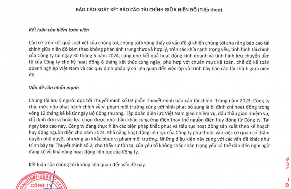 Báo lãi trăm tỷ, một doanh nghiệp điện vẫn bị nghi ngờ về khả năng hoạt động liên tục