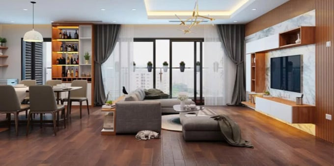 Không gian chủ đạo trắng giúp tạo cảm giác tươi sáng và nội thất thông minh. Nguồn: Villadesign