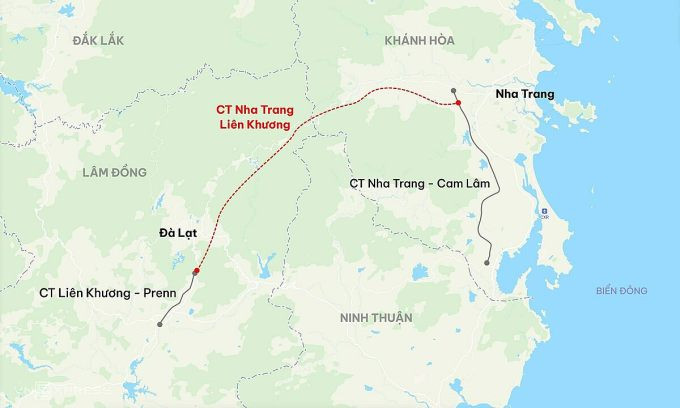 Hướng đoạn tuyến cao tốc Nha Trang - Liên Khương. Ảnh: Internet