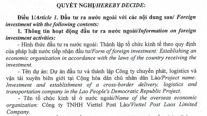 Mở rộng thị trường quốc tế, Viettel Post (VTP) thành lập công ty logistics hơn 5.000 USD tại Lào