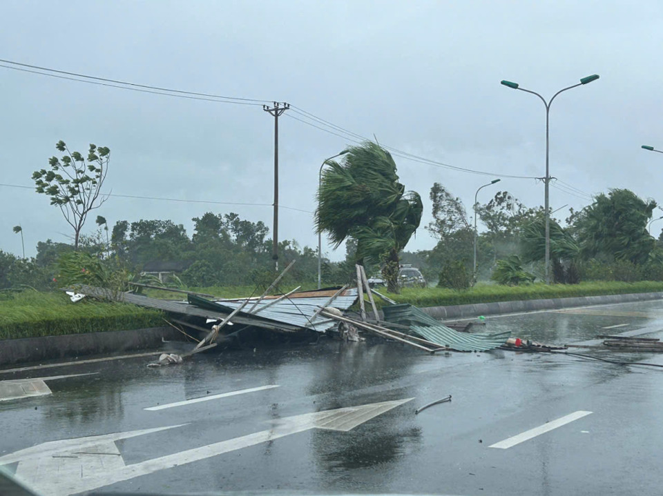 Nhiều biển quảng cáo đổ gãy đổ.