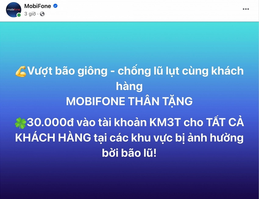 Viettel và Mobifone tặng tiền vào tài khoản cho khách hàng ở các vùng ngập lụt