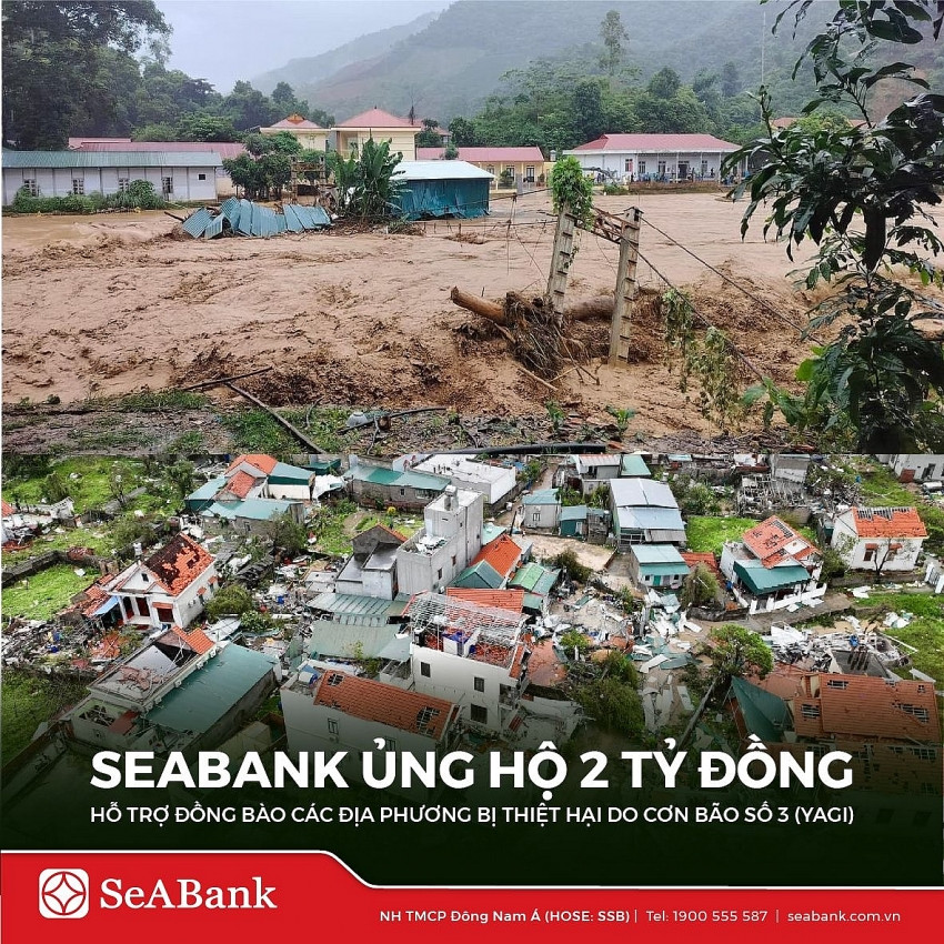 SeABank ủng hộ 2 tỷ đồng, chung sức cùng đồng bào bị ảnh hưởng bởi bão Yagi