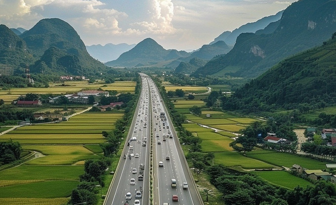 Cao tốc Hòa Bình - Mộc Châu dài 34km. Ảnh: AI minh họa