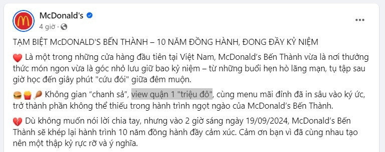 McDonald’s bất ngờ đóng cửa nhà hàng có vị trí đắc địa bậc nhất TP Hồ Chí Minh