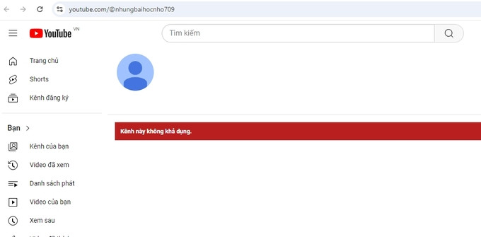Hiện tại, kênh này đã không còn khả dụng. Ảnh: Chụp màn hình