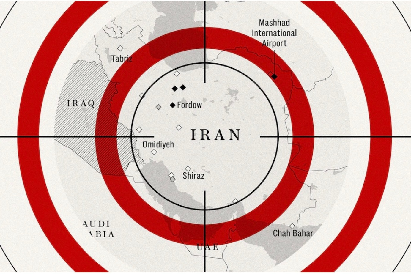 các mục tiêu Iran - ảnh Telegrap