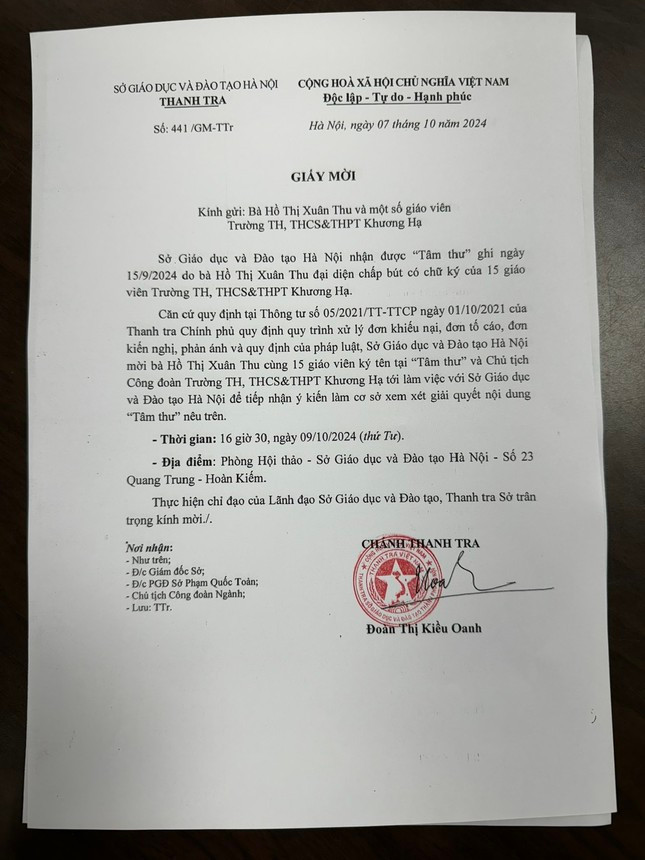 Vụ cô giáo ở Hà Nội bị đối tượng xăm trổ đeo bám: Sở Giáo dục và đào tạo mời cô giáo lên làm việc ảnh 1