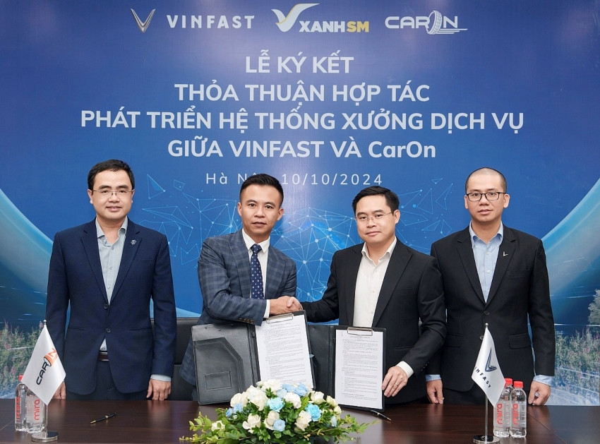 VinFast hợp tác chiến lược với CarOn Holdings, mục tiêu mở 150 xưởng dịch vụ xe điện trên cả nước