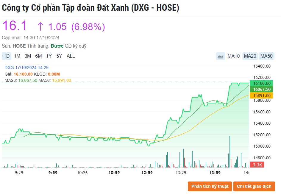 Dự án nằm chờ 7 năm vừa ‘thức giấc’, cổ phiếu Đất Xanh (DXG) tăng kịch trần