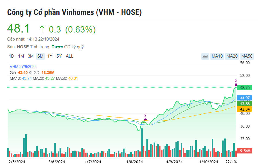 Ngày mai (23/10), Vinhomes (VHM) sẽ bắt đầu thương vụ mua lại 370 triệu cổ phiếu quỹ