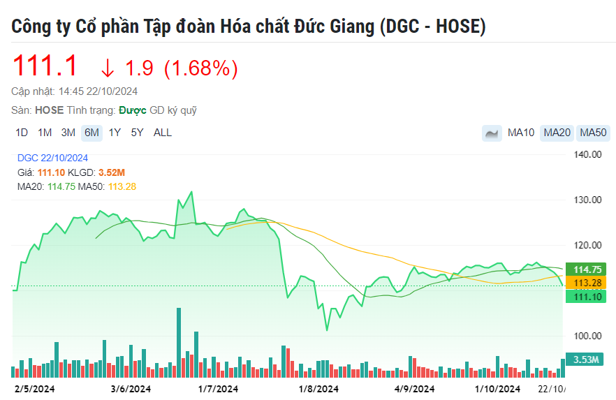 Hóa chất Đức Giang (DGC) báo lãi hơn 700 tỷ đồng trong quý III/2024