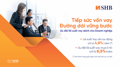 SHB mở rộng gói tín dụng “Tiếp sức vốn vay – Đường dài vững bước” lên 16.000 tỷ đồng, lãi suất từ 4,8%