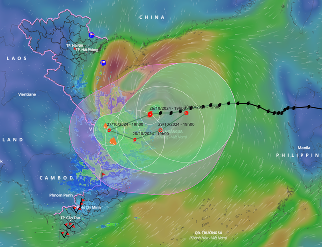 Bão Trà Mi sẽ đi vào đất liền các tỉnh miền Trung trước khi ngược ra biển ảnh 1
