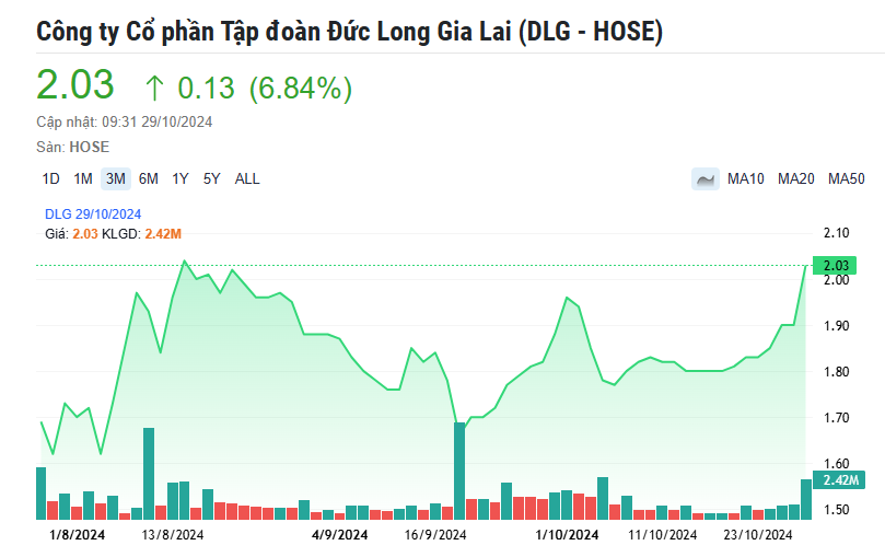 Đức Long Gia Lai (DLG) báo lãi kỷ lục nhờ thương vụ thoái vốn, cổ phiếu bật tăng kịch trần