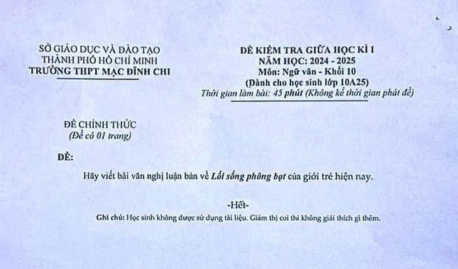 Đề thi Văn về lối sống 'phông bạt' của giới trẻ gây tranh cãi ảnh 1