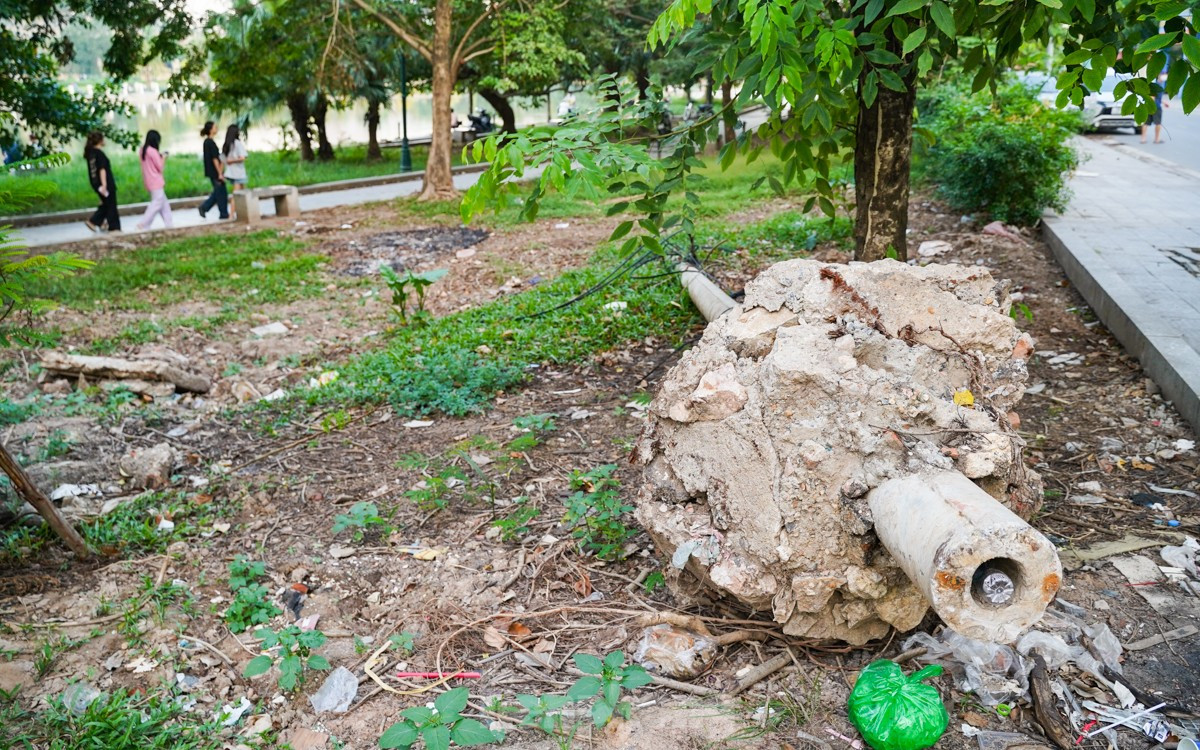 Công viên hồ điều hòa Mai Dịch xuống cấp, đường chạy bộ chi chít 'ổ gà, ổ voi' ảnh 10