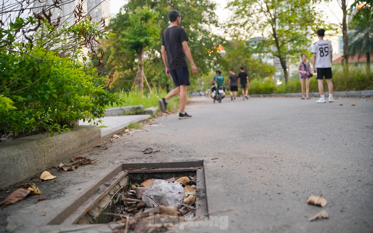 Công viên hồ điều hòa Mai Dịch xuống cấp, đường chạy bộ chi chít 'ổ gà, ổ voi' ảnh 14