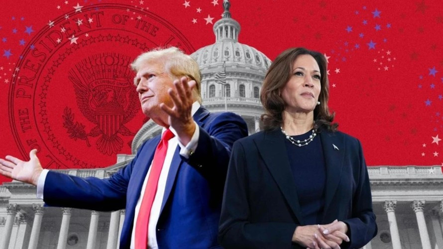 Cuộc đua vào Nhà Trắng năm nay giữa ông Donald Trump và bà Kamala Harris dự báo sẽ là diễn ra rất sít sao. Ảnh: The Australian