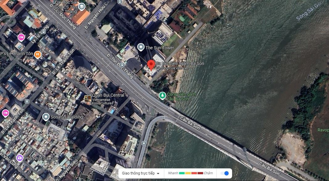 Vị trí của ga ngầm Ba Son trên bản đồ vệ tinh. Ảnh: Google map