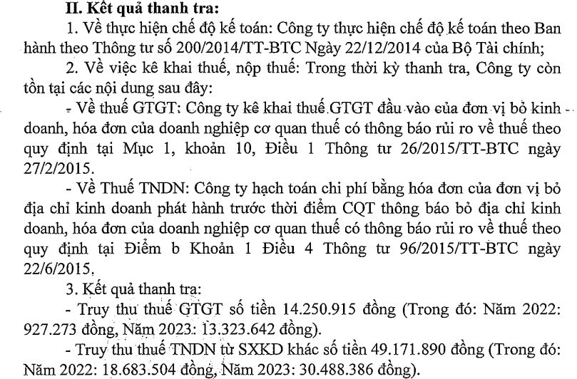 Kết luận thanh tra thuế tại Synnex FPT