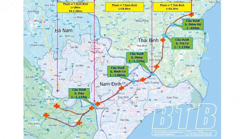 Dự án cao tốc Ninh Bình - Hải Phòng qua 2 tỉnh ven biển có giá trị gần 20.000 tỷ đồng