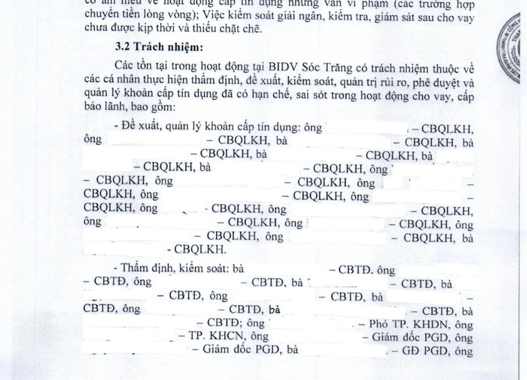 Kết luận thanh tra tại BIDV Sóc Trăng bị tẩy xoá nhiều nội dung ảnh 3